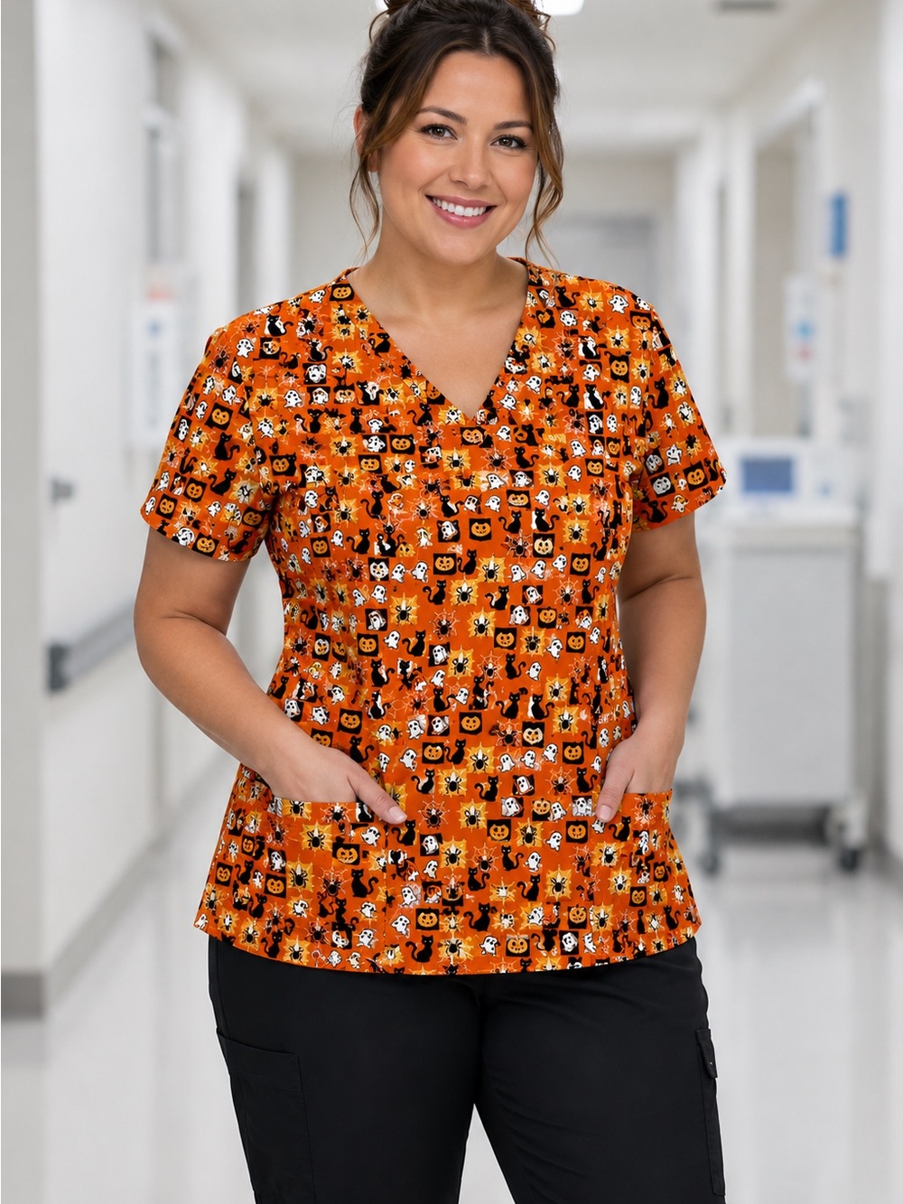 NWT Women’s Medium I Love Scrubs  Halloween Scrub Top